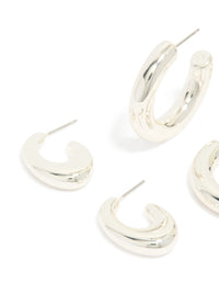 Silver Clean Hoop Earrings 3-Pack - link has visual effect only