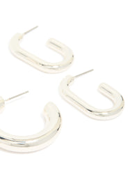 Silver Clean Hoop Earrings 3-Pack - link has visual effect only