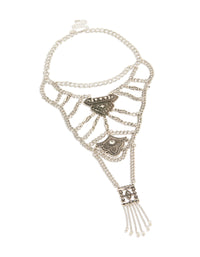 Antique Silver Textured Boho Long Chain Necklace - link has visual effect only