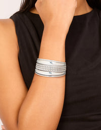 Silver Large Textured Boho Wrist Cuff - link has visual effect only