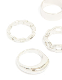 Silver Smooth & Chain Rings 6-Pack - link has visual effect only