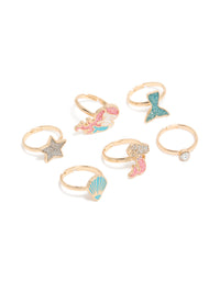 Kids Gold Mermaid & Sea Rings 6-Pack - link has visual effect only