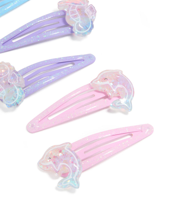 Kids Ocean Glitter Snap Clips 6-Pack