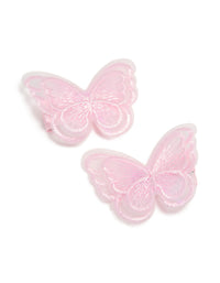 Kids Pink Sheer Fabric Butterfly Clips 2-Pack - link has visual effect only
