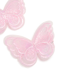 Kids Pink Sheer Fabric Butterfly Clips 2-Pack - link has visual effect only