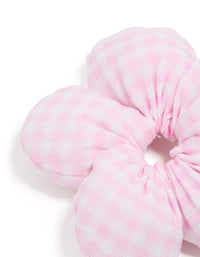 Kids Pink Gingham Fabric Puffy Flower Scrunchie - link has visual effect only