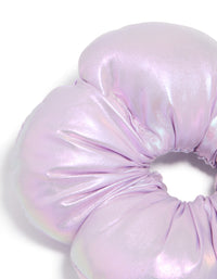 Kids Purple Metallic Puffy Fabric Flower Scrunchie - link has visual effect only