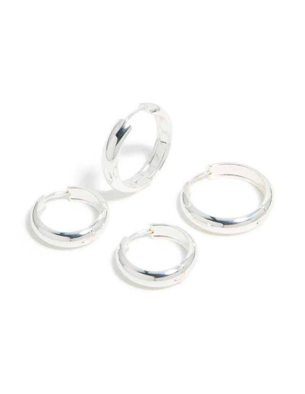Waterproof Stainless Steel Thick Hoop Earrings 2-Pack