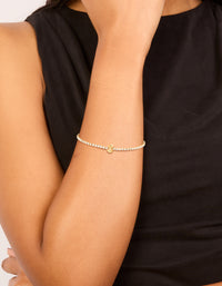 Waterproof Gold Plated Stainless Steel Cubic Zirconia Letter S Tennis Bracelet - link has visual effect only