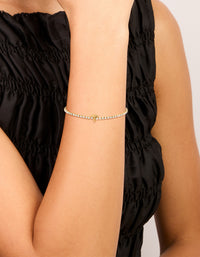 Waterproof Gold Plated Stainless Steel Cubic Zirconia Letter T Tennis Bracelet - link has visual effect only