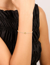 Waterproof Gold Plated Stainless Steel Cubic Zirconia Letter C Tennis Bracelet - link has visual effect only