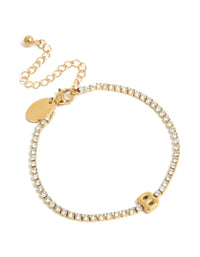 Waterproof Gold Plated Stainless Steel Cubic Zirconia Tennis Letter B Bracelet - link has visual effect only