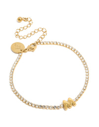 Waterproof Gold Plated Stainless Steel Cubic Zirconia Letter M Tennis Bracelet - link has visual effect only