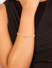 Waterproof Gold Plated Stainless Steel Cubic Zirconia Letter J Tennis Bracelet - link has visual effect only