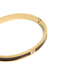 Waterproof Gold Plated Stainless Steel Dark Red Pearlised Inlay Hinged Bangle - link has visual effect only
