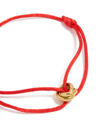 Waterproof Gold Plated Stainless Steel & Red Cord Adjustable Bracelet - link has visual effect only