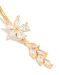 Gold Plated Titanium Cubic Zirconia Flower Vine Belly Bar - link has visual effect only