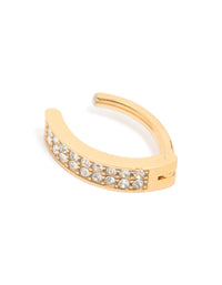 Gold Plated Titanium Cubic Zirconia  Cluster Curved Ring Belly Ring - link has visual effect only