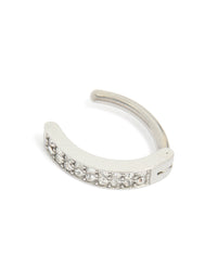 Titanium Cubic Zirconia  Cluster Curved Ring Belly Ring - link has visual effect only