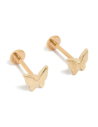 Gold Plated Titanium Butterfly Flat Back Studs - link has visual effect only