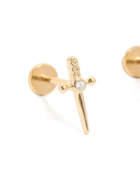 Gold Plated Titanium Cubic Zirconia Dagger Flat Back Studs - link has visual effect only