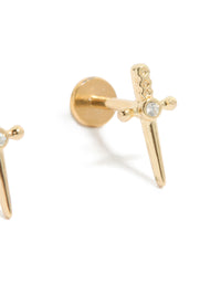 Gold Plated Titanium Cubic Zirconia Dagger Flat Back Studs - link has visual effect only
