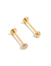 Gold Plated Titanium Bezel Threadless Flat Back Nose Studs - link has visual effect only