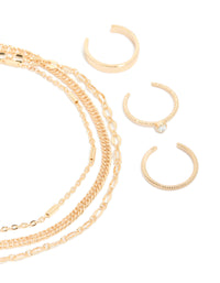 Gold Dumbbell Anklet & Toe Rings Set - link has visual effect only