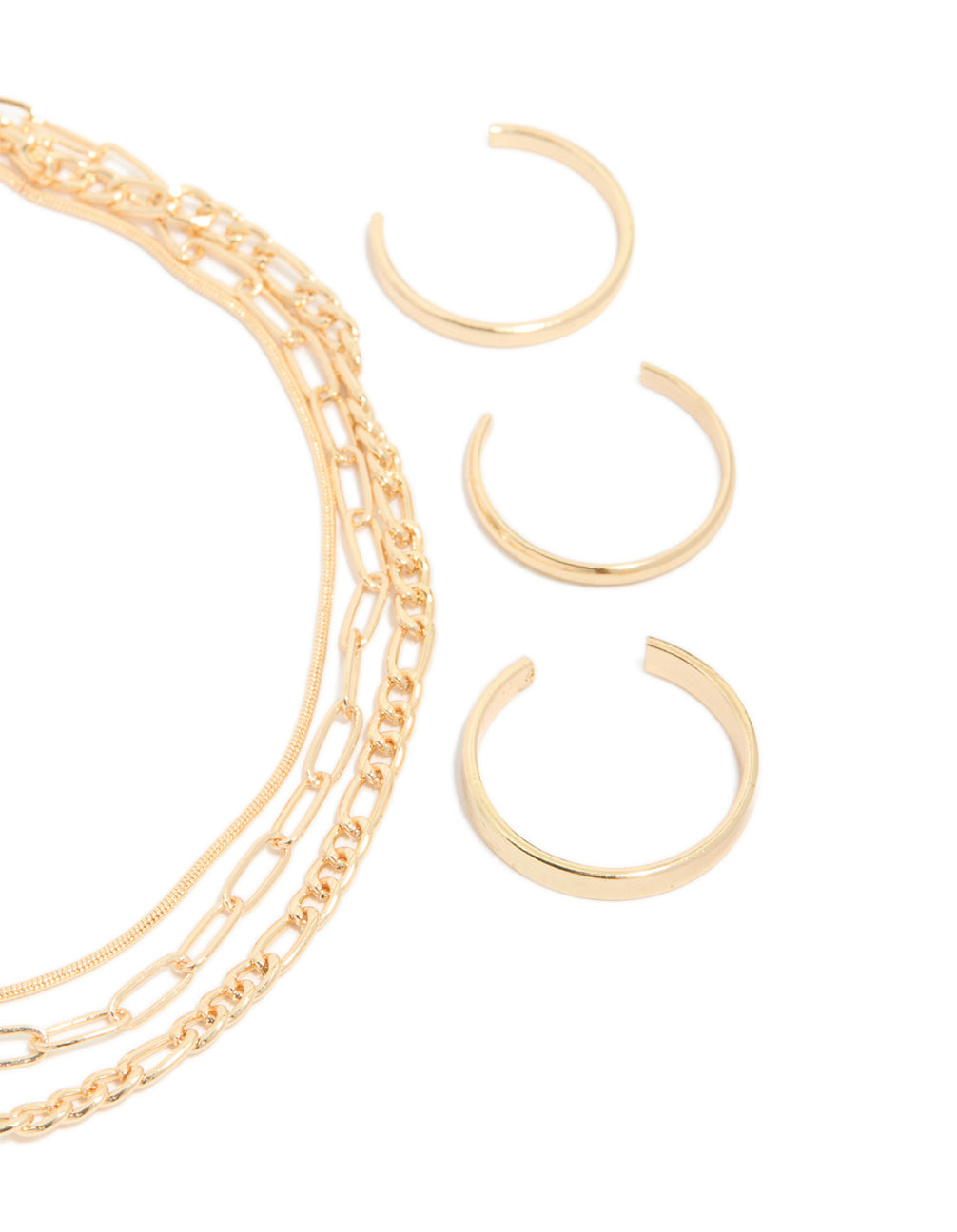 Gold Smooth Chain Anklet & Toe Rings Set