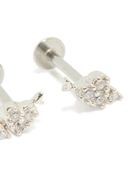 Surgical Steel Cubic Zirconia Arrow Heart Flat Back Studs - link has visual effect only