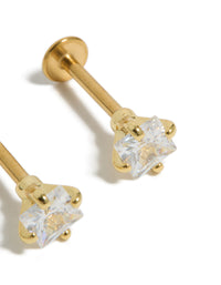 Gold Plated Surgical Steel  Cubic Zirconia Flat Back Studs - link has visual effect only
