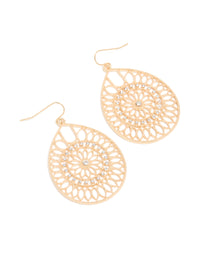 Gold Diamante Filigree Drop Earrings - link has visual effect only