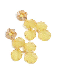 Gold Yellow Petals Drop Earrings - link has visual effect only