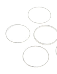 Silver Textured & Smooth Bangles 6-Pack - link has visual effect only