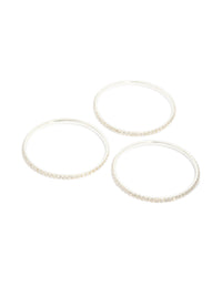 Silver Diamante Cup Chain Bangles 3-Pack - link has visual effect only
