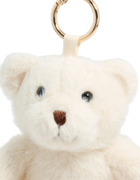 White Polyester Plush Teddy Key Chain - link has visual effect only