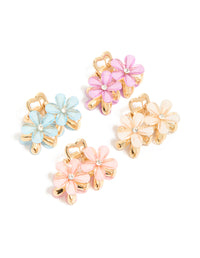 Gold Double Flower Diamante Claw Clips 4-Pack - link has visual effect only