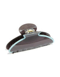 Chocolate Brown Acrylic With Pale Blue Outline Claw Clip - link has visual effect only