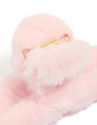 Pink Faux Fur Fabric Claw Clip - link has visual effect only