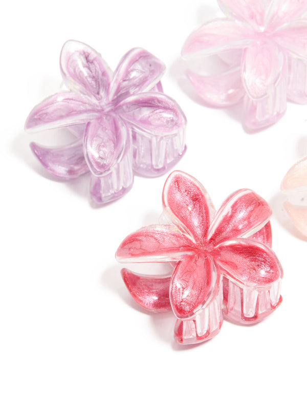 Pink & Purple Clear Edge Frangipani Claw Clips 4-Pack