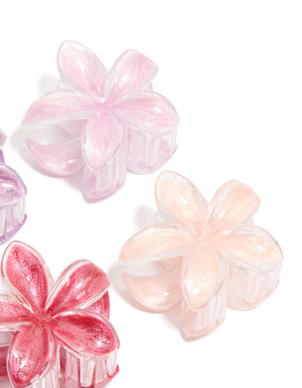 Pink & Purple Clear Edge Frangipani Claw Clips 4-Pack