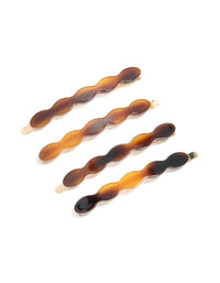 Brown Acrylic Wavy Hair Slides 4-Pack - link has visual effect only