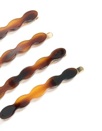 Brown Acrylic Wavy Hair Slides 4-Pack - link has visual effect only