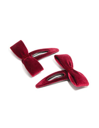 Burgundy Velvet Fabric Bow Clips 2-Pack - link has visual effect only