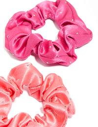 Pink & Blue Diamante Fabric Scrunchie 4-Pack - link has visual effect only