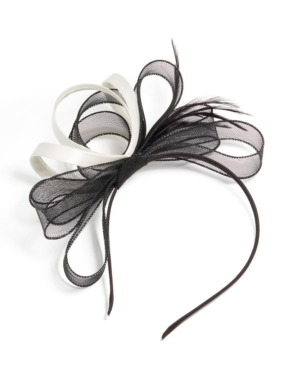 Black & Cream Feather Fascinator