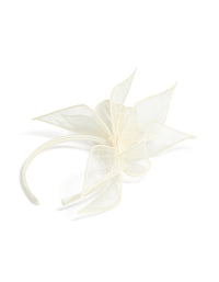 Cream Sinamay Fabric  Flower & Leaf Fascinator - link has visual effect only