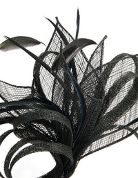 Black Sinamay Fabric Feather Mesh Fascinator - link has visual effect only