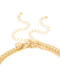 Mens Waterproof Gold Plated Stainless Steel Cross & Snake Chain Layered Necklace - link has visual effect only