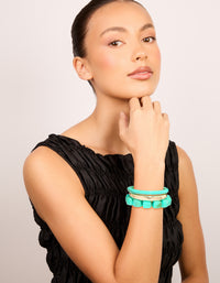 Gold & Turquoise Acrylic Bracelets 3-Pack - link has visual effect only